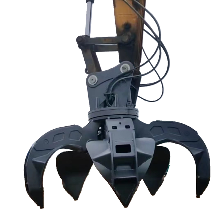 Excavator Attachment Hydraulic Metal Scraps Grapple Bucket Orange Staples Claw Grab