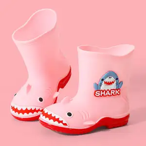 Rain Boots Wide Round Toe Children Rainboots Baby Pvc Rubber Waterproof Kids Water Shoes Lovely Cartoon Patterns