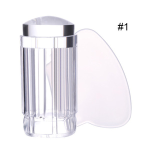 9 Colors Jelly <b>Nail</b> Stamper Heads Plastic Scraper Image Transfer Tool Round Stamping <b>Kit</b> - Product Image 6