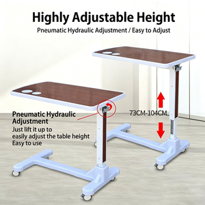 Table de repas médicale réglable en hauteur pour patient, sur lit, avec roulettes pivotantes, mobile, pour hôpital, garantie 1 an - Product Image 3