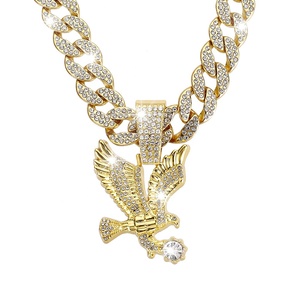 Collar con Colgante de Águila Alada, Estilo Cubano, Chapado en Oro, Aleación, para Hombre y Mujer, Accesorio de Moda al <span class=keywords><strong>por</strong></span> Mayor, Cadena para Regalo o Fiesta - Product Image 1