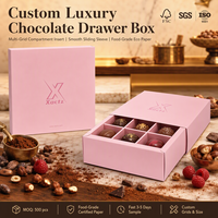 Boîte à tiroir coulissante en carton pour chocolats artisanaux, avec logo UV sélectif, séparateurs en carton, emballage cadeau pour chocolats, OEM ODM