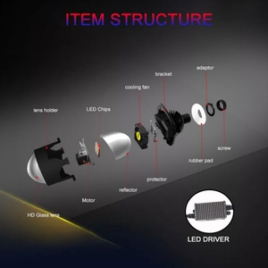 2.5 Inch High Bright Blue Bi LED Projector Lens Headlight Best Quality 12V Car Bulb 35W Power - Product Image 2