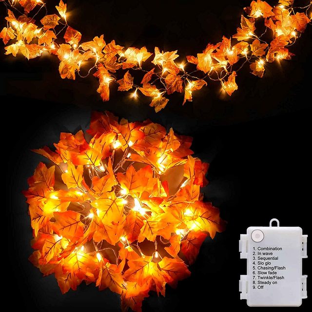 Newish Battery Operated Decorative Indoor Outdoor LED Maple Leaf Light String Restaurant Bedroom Decoration Light