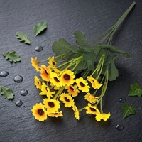 Tiges de tournesols jaunes artificiels, bouquet de marguerites en soie, arrangement floral artificiel, décoration de table pour la maison et le bureau
