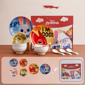 Juego de Platos de Cerámica de Judy y Nick de Zootopia, Vajilla de Dibujos Animados, Caja de Regalo para Decoración de Cocina y Hogar - Product Image 1