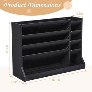 Office Organizer Wooden <b>File</b> Rack Rectangle Standing Type <b>Storage</b> Box For Desktop Document Organization Home Office Use - Product Image 4