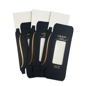 OEM Custom Made Nero Impressioni In Oro Logo di Carta Crema di Cura Della Pelle Cosmetici Scatole di Imballaggio Con Finestra IN PVC