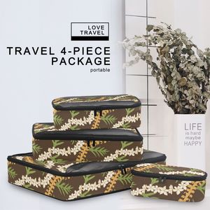 Cubos de Embalaje con Diseño de Helecho Hawaiano Pikake, Etiqueta Privada Personalizada, Juego de 4 Bolsas Organizadoras de Viaje para Guardar en la Maleta - Product Image 6