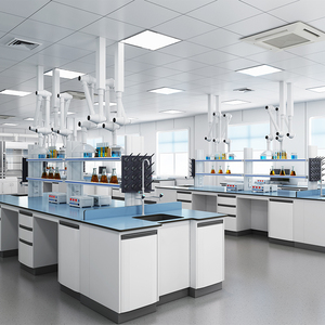 Mesa de trabajo de laboratorio superior de resina epoxi moderna profesional Material de PP de acero con diseño de banco lateral de pared para laboratorio escolar de Hospital - Product Image 2