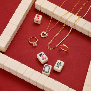 Bague <span class=keywords><strong>de</strong></span> fiançailles en argent S925 plaqué or 18 carats, style Mahjong, pour femme, bijoux quotidiens, nouvelle année porte-bonheur - Product Image 2