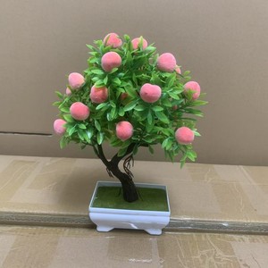 Árbol frutal artificial planta bonsái pequeña maceta naranja melocotón fruta roja decoración <span class=keywords><strong>de</strong></span> la ventana del hogar - Product Image 4
