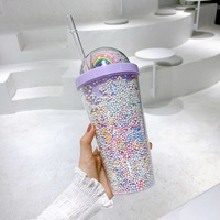 Nouvelle gourde isotherme transparente de 550 ml sans BPA, à double paroi, pour adultes, réutilisable, en plastique de qualité alimentaire, avec isolation thermique, pour jus et crème glacée