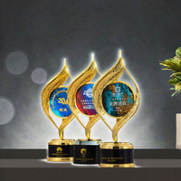 Trophée en marbre écologique Plume d'Or, plaque en verre cristal gravée sur mesure avec impression UV, logo sablé pour événements professionnels
