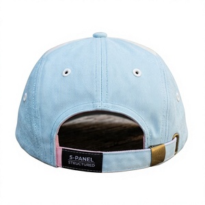 Wholesale Custom Logo 5 Panel Mid Profile Pre-Curved Structured Rope <b>Hat</b> Pearl Seashell Embroidery <b>Light</b> Blue Cap With Charm - Product Image 2