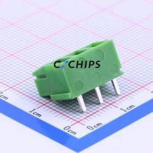 PA002-3P <b>Screw</b> Terminal <b>Block</b> Bent Lead Through Hole,P=5mm Connector ( Construction: 1x3P )( Pitch: 5mm )( Color: Green ) - Product Image 1