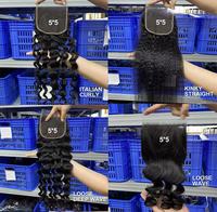 Cabello Humano Natural Virgen con Cierre Frontal HD de Encaje 2x6 4x4 5x5 6x6 13x4 13x6, Cierre Liso Extremo, Paquetes de Cabello Humano con Cierre