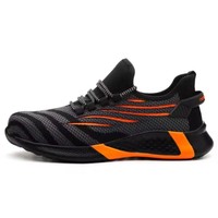 Chaussures de travail de sécurité respirantes à bout en acier tissé à la mouche pour femmes à la mode Botte de construction à semelle souple en caoutchouc antidérapante pour travailleur