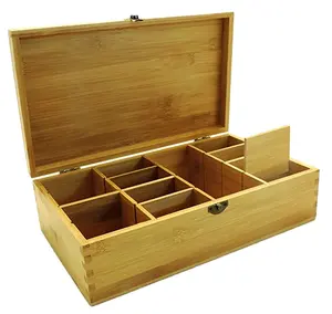 Junji caixa de presente para chá, caixa de presente para chá, de bambu, organizador de madeira, com tampa de travamento