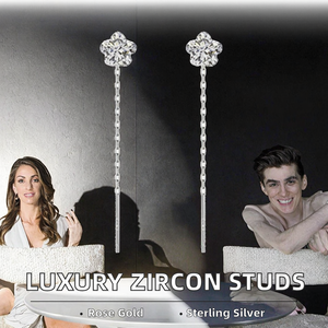 โปรโมชั่นขายดี ต่างหูเพชรซิคอนสีคลาสสิก เงินแท้ S925 เครื่องประดับหรูหราสำหรับผู้หญิง - Product Image 2