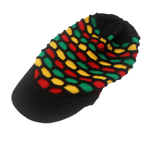 Bonnet reggae jamaïcain chaud avec bord rayé coloré étendu arc-<span class=keywords><strong>en</strong></span>-ciel tricoté pull chapeau - Product Image 3