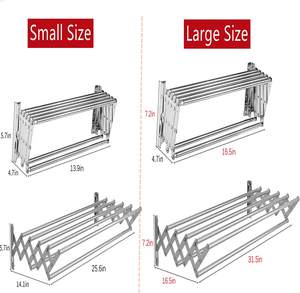 رف مناشف فولاذي مقاوم للصدأ قابل للتمديد والطي للتجفيف، يثبت على الحائط، 80 سم بـ 7 قضبان للحمام والشرفة والداخلي والخارجي - Product Image 3