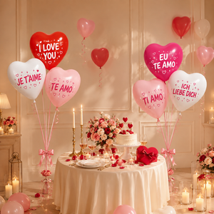 Palloncini in lattice a forma di cuore stampati con messaggi multilingue 'I Love You' e 'Te <span class=keywords><strong>Amo</strong></span>', romantici per decorazioni di San Valentino e matrimoni - Product Image 6