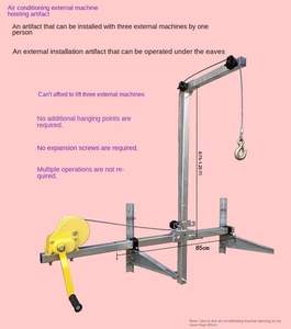 Alat derek pengangkat AC luar ruangan, kabel 20m pengaturan mudah braket lipat tali kawat kerekan Manual untuk nyaman - Product Image 4
