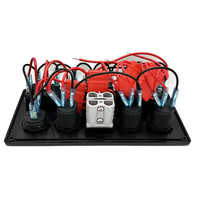 Panneau d'interrupteurs à bascule 4 voies étanche et pré-câblé 12V 24V avec prise allume-cigare USB et doubles prises d'alimentation