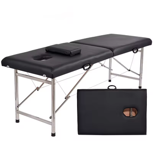 Barato de alta calidad de altura ajustable SPA salón de belleza cama de tatuaje cama de masaje facial 2 secciones mesa de masaje plegable portátil - Product Image 4