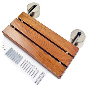 Siège de douche pliant moderne en teck de 20 pouces, à fixation murale avec quincaillerie en acier inoxydable - Product Image 1