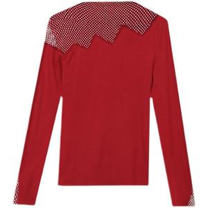 Maglietta a Collo Alto con Strass, Top da <span class=keywords><strong>Donna</strong></span> a Maniche Lunghe in Cotone, Disponibile in Magazzino - Product Image 5