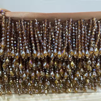 Bordure en dentelle à strass et perles, 100% polyester, voile crocheté, garniture de couture, filet à sequins, franges de perles de verre, tissu