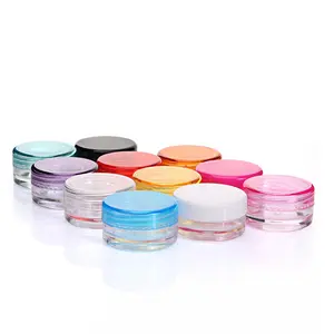 Mini pots ronds en plastique PS, conteneur coloré pour crème pour les yeux, 3g 5g, transparent, en noir et blanc, cosmétique, pour le voyage, 50 pièces