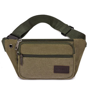 Sac banane sport en toile 26x13x3, multi-compartiments, antivol, pour téléphone, sac de poitrine homme, pour tenues quotidiennes, kaki, noir, café, vert armée - Product Image 4
