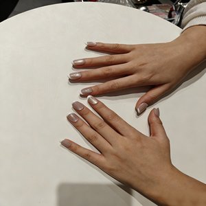 Kuku Palsu Muhaha Trend Brand Push-On Pendek Desain French Cat Eye Bahan PMMA/ABS dengan Lem 10pcs - Product Image 5