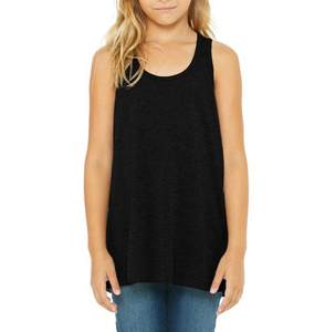 Wholesale Summer Custom Youth Tank <b>Top</b> Casual Polyester Cotton Blend Custom Screen Print Kids Girls <b>Flowy</b> Racerback Tank <b>Top</b> - Product Image 3