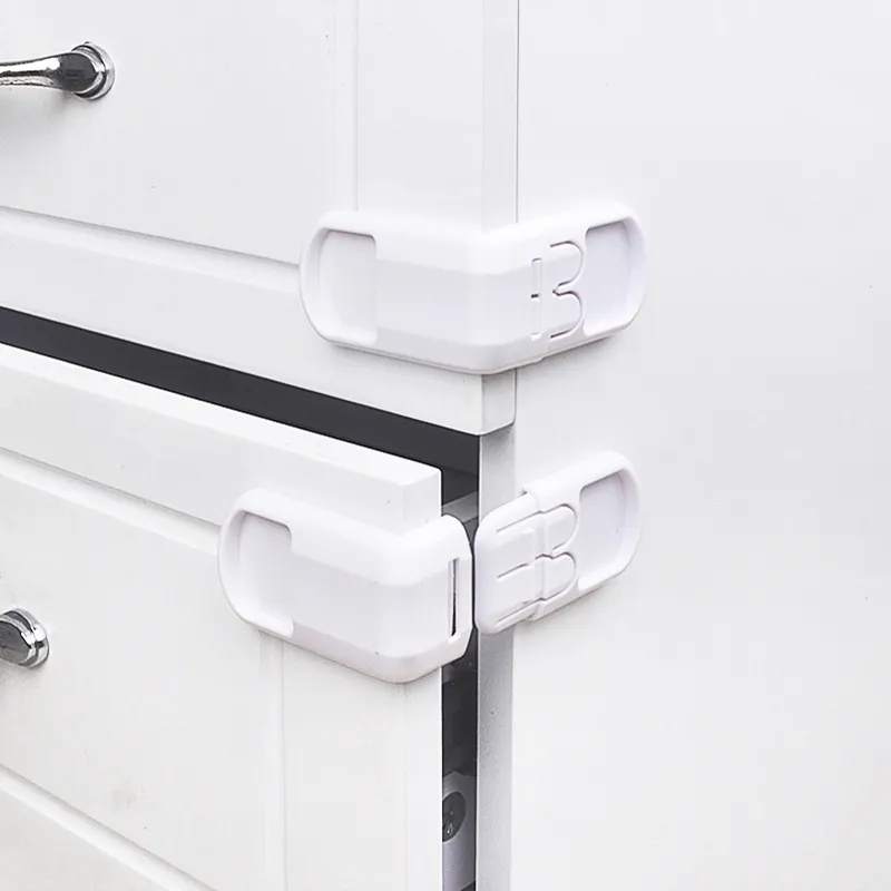 2Pcs Right Angle Safety Cabinet Lock Baby Cabinet Lock Security Drawer Cupboard Closet Locker Refrigerator Plastic Locks