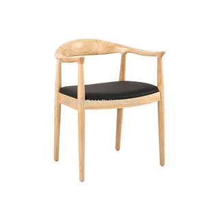 Cheap Wood Furniture High Quality Indoor Solid Wood Chairs With Armrest Nordic Style Modern Rope Seat Wood Dining Chairs