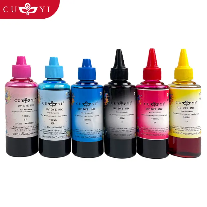 Tinta de tinte CUYI, precio al por mayor, 100ml, 6 colores, tinta de recarga a base de agua para impresora de inyección de tinta, impresión fotográfica de buena calidad