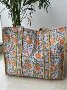 Handcrafted Block Printed Organic Cotton Tote Bag Bohemian Pattern Everyday Handbag - Product Image 4