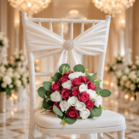 Ramo de Novia de 34 Cabezas de Rosa, Estilo Coreano, Ramo de Mano para Novia y Damas de Honor, Accesorios para Fotos de Boda, Ramo Artificial