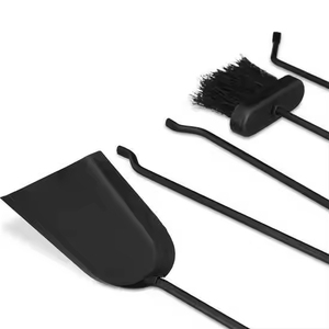 Modern Metal Sustainable Indoor Firewood <strong>Tools</strong> <strong>Set</strong> with Brush Shovel Tong Poker and Antique Stand - Product Image 2