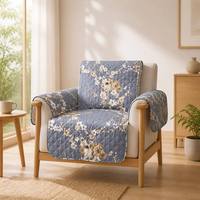 Nouvelle arrivée, élégante housse de canapé à motif floral gris, matelassée en diamant, lavable, housse de fauteuil pour la décoration de la maison
