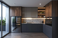 Fabricant chinois moderne d'isles de cuisine extérieures de luxe sur mesure, avec glissières de tiroir, charnières, paniers de tiroir blancs et panneaux en mélaminé
