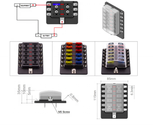 ฟิวส์บล็อกใบพัด atc/ato 12ทางพร้อมไฟสถานะ LED, ฟิวส์ต่างๆ, เทอร์มินัลกราวด์ - Product Image 6
