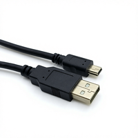 Kabel Data PVC Standar COMTON, Berlapis Emas 0.3m 2m 5m USB 2.0 Mini-B Male ke USB-A Male Konektor KABEL USB