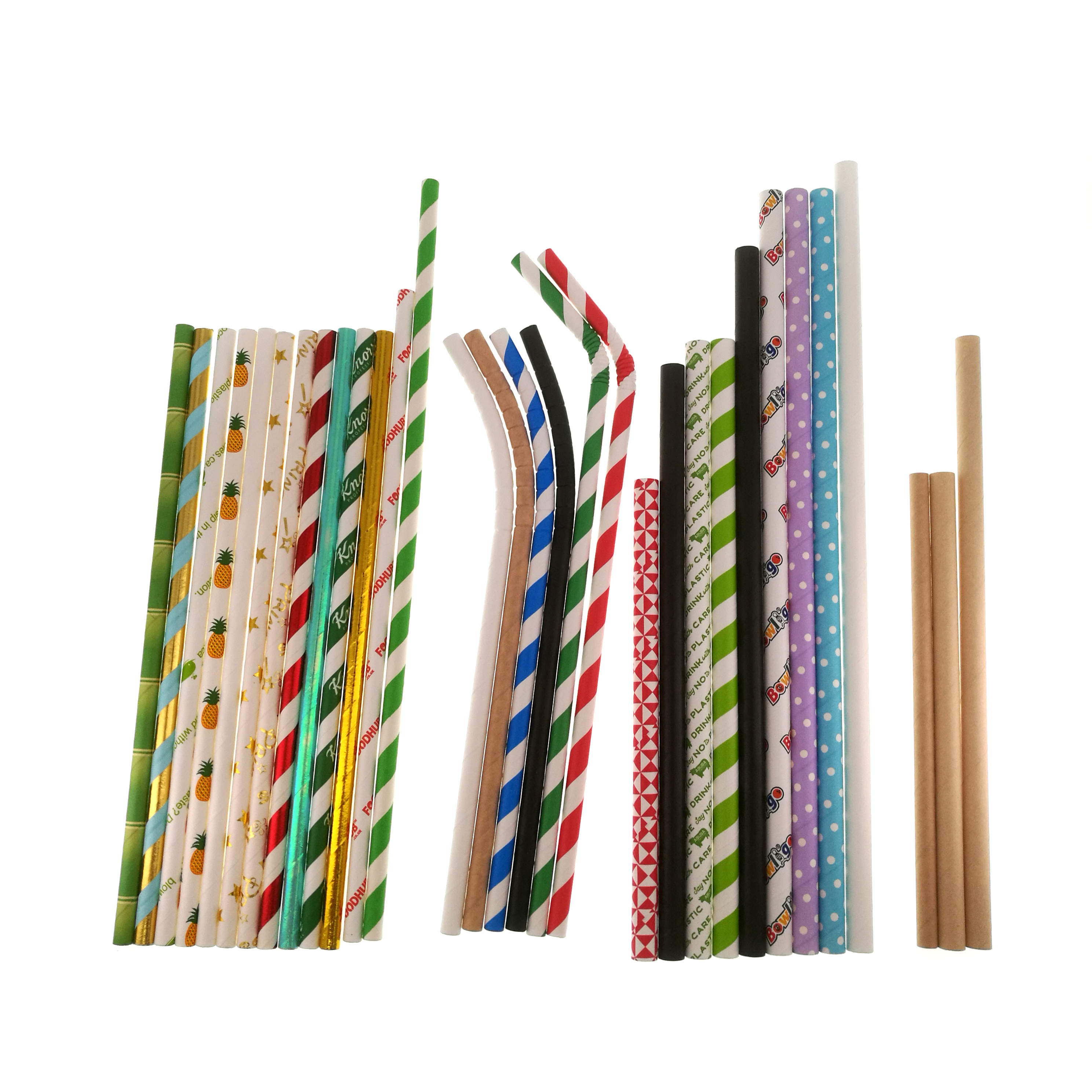 Custom Printed Disposable Flexible Flex Paper Straws Bendable Drinking Cups