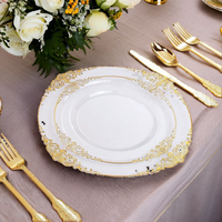 Assiettes à dîner jetables dorées de qualité alimentaire, lourdes et fantaisistes pour mariages et fêtes