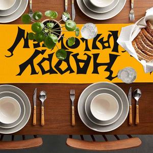 Popular Halloween Gnomo sin rostro esqueleto murciélago impreso cama camino de mesa bandera cubierta de tela comedor mantel decoración de fiesta en casa - Product Image 4